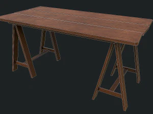 Set of 6 antique medieval wooden tables 3D Model