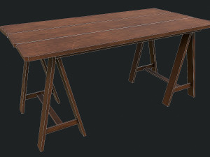 Set of 6 antique medieval wooden tables 3D 模型