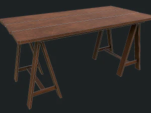 Set of 6 antique medieval wooden tables 3D Model
