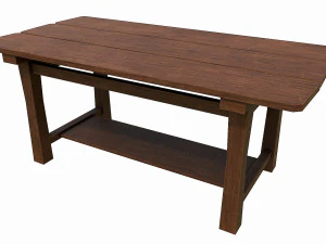 Set of 6 antique medieval wooden tables 3D Model