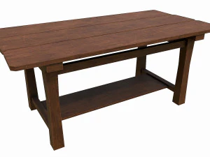 Set of 6 antique medieval wooden tables 3D Model