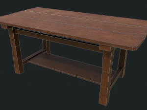 Set of 6 antique medieval wooden tables 3D Model
