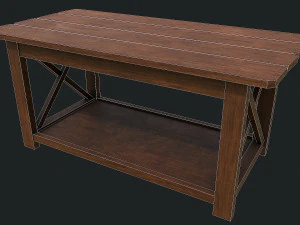 Set of 6 antique medieval wooden tables 3D Model