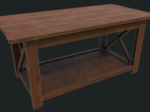 Set of 6 antique medieval wooden tables 3D Model