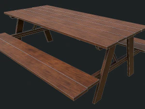 Set of 6 antique medieval wooden tables 3D Model
