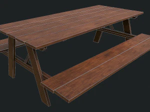 Set of 6 antique medieval wooden tables 3D Model
