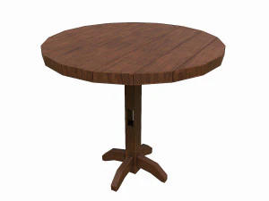 Set of 6 antique medieval wooden tables 3D Model