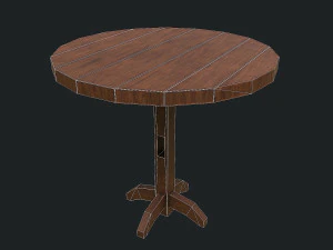 Set of 6 antique medieval wooden tables 3D Model