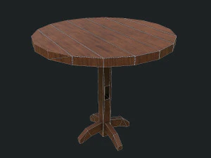 Set of 6 antique medieval wooden tables 3D Model