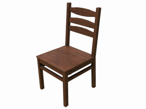 Set of 6 antique medieval wooden chairs 3D Model