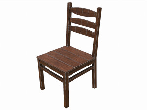 Set of 6 antique medieval wooden chairs 3D Model