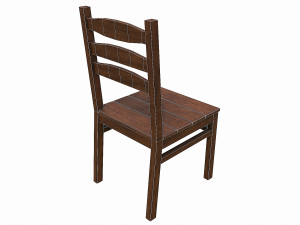 Set of 6 antique medieval wooden chairs 3D Model