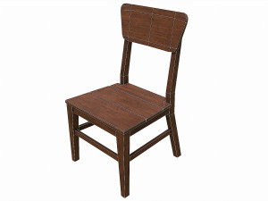 Set of 6 antique medieval wooden chairs 3D Model