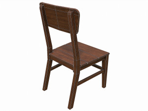 Set of 6 antique medieval wooden chairs 3D Model