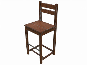 Set of 6 antique medieval wooden chairs 3D Model