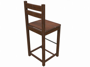 Set of 6 antique medieval wooden chairs 3D Model