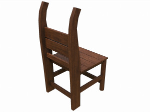 Set of 6 antique medieval wooden chairs 3D Model