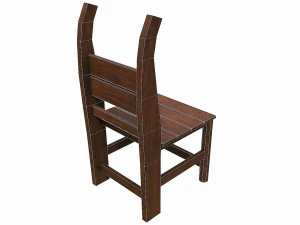 Set of 6 antique medieval wooden chairs 3D Model