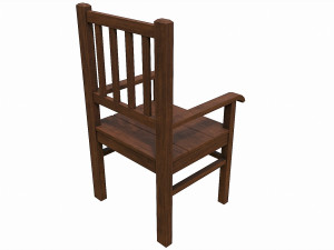 Set of 6 antique medieval wooden chairs 3D Model