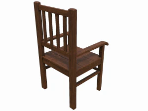 Set of 6 antique medieval wooden chairs 3D Model