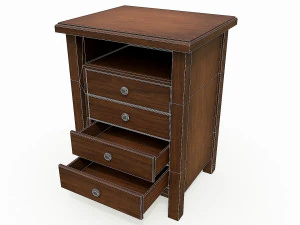 set of 6 antique medieval wooden cabinets 3D Model