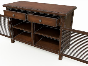 set of 6 antique medieval wooden cabinets Modèle 3D