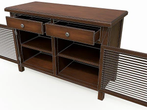 set of 6 antique medieval wooden cabinets 3D Model