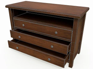 set of 6 antique medieval wooden cabinets 3D Model