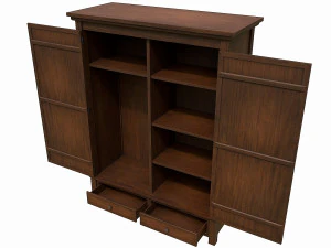 set of 6 antique medieval wooden cabinets 3D Model