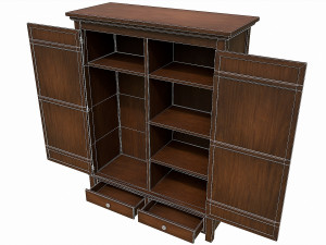set of 6 antique medieval wooden cabinets Modèle 3D