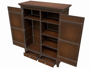 set of 6 antique medieval wooden cabinets 3D Model