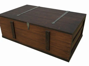 Set of 6 medieval wooden chests and crates 3D Model