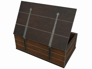Set of 6 medieval wooden chests and crates Model 3D
