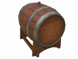 set of 6 medieval wooden barrels and buckets 3D Модель