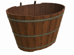 set of 6 medieval wooden barrels and buckets 3D Модель