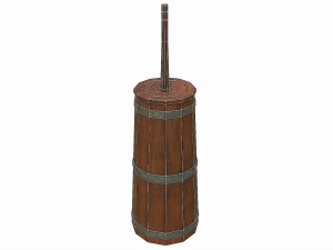 set of 6 medieval wooden barrels and buckets 3D Модель