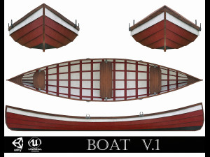 painted wooden boat v1 3D Model