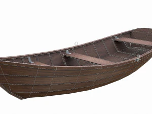 painted wooden boat v2 3D Model