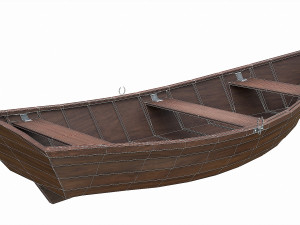 painted wooden boat v2 3D Модель