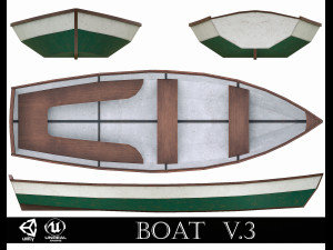 painted wooden boat v3 3D Model