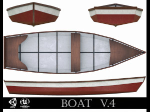 painted wooden boat v4 3D Model