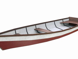 barco de madeira pintado v4 Modelo 3D