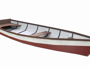barco de madeira pintado v4 Modelo 3D