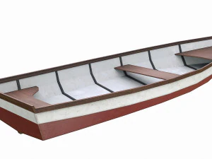 barco de madeira pintado v4 Modelo 3D
