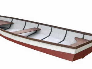 barco de madeira pintado v4 Modelo 3D