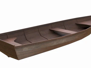 barco de madeira pintado v4 Modelo 3D