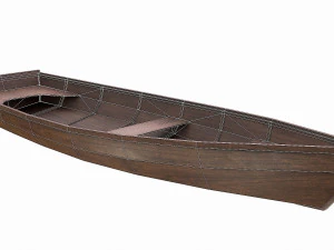 barco de madeira pintado v4 Modelo 3D