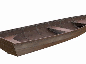 barco de madeira pintado v4 Modelo 3D