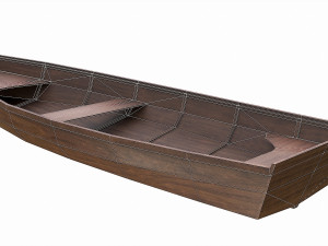 painted wooden boat v4 3D Модель