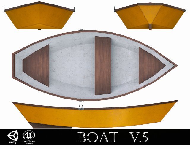 painted wooden boat v5 3D Модель .c4d .max .obj .3ds .fbx .stl .blend 
